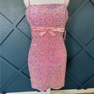 B Darlin Pink and White Dress